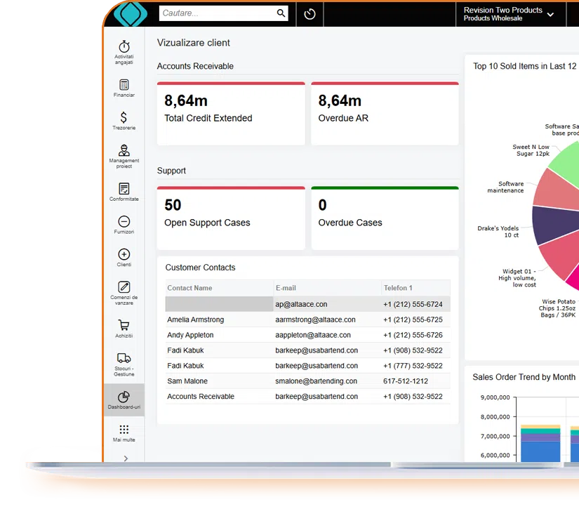 generare comanda - dashboard din sistem software erp xrp