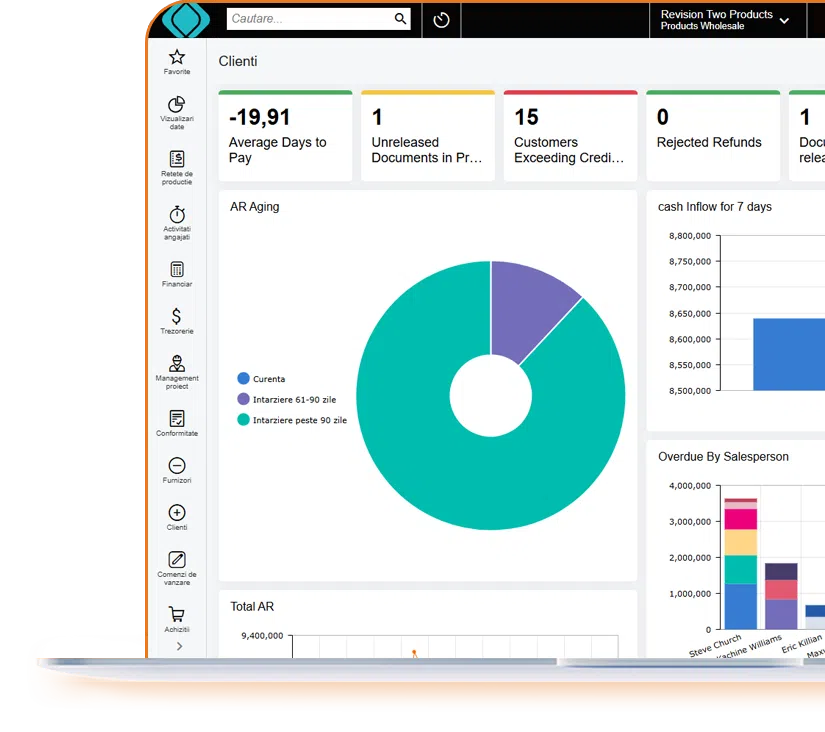 portofoliu de clienti - dashboard din sistem software erp xrp