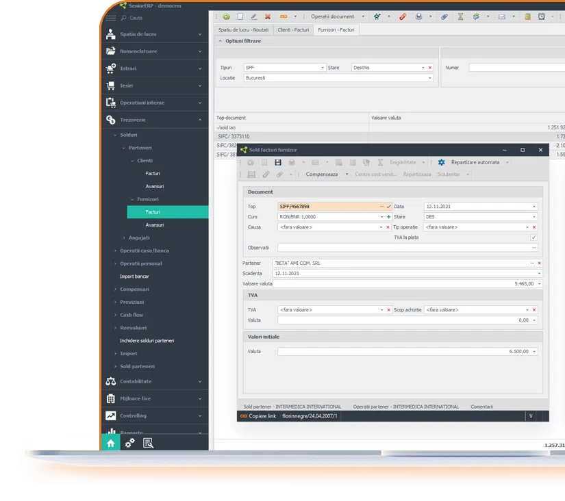 solduri vanzari - dashboard sistem software erp