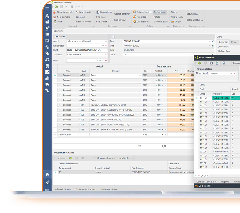 note si formule contabile in seniorerp - sistem erp romanesc