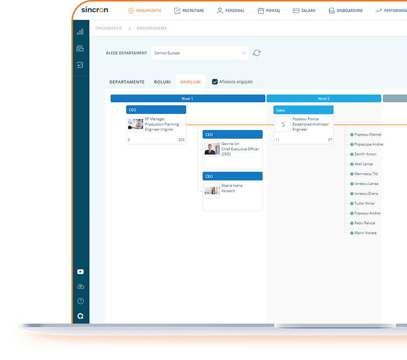 managementul organizatiei in sistem software HCM - Sincron HR